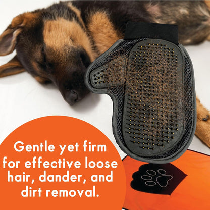 Pet Grooming Mitt and Towel Set - Deshedding Glove for Dogs and Cats - Massage and Remove Pet Hair - Ideal for Small to Medium Dogs and Cats