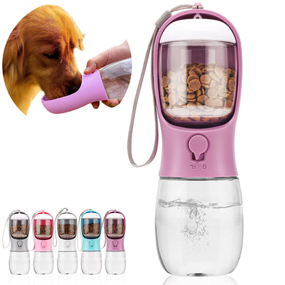 Dog Water Bottle with Food Container, Portable Leak Proof Pet Water Dispenser for Walking Hiking Travel, Puppy Essentials Accessories for Small Large Dogs, Dog Gifts (10oz/15oz/19oz)