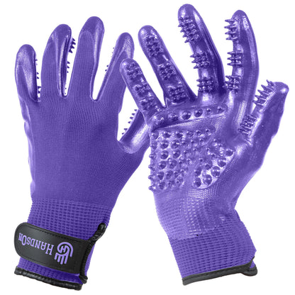 H HANDSON Pet Grooming Gloves - Patented #1 Ranked, Award Winning Shedding, Bathing, & Hair Remover Gloves - Gentle Brush for Cats, Dogs, and Horses (Grey, Small)