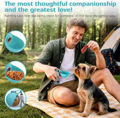 Portable Dog Water Bottle for Walking,10oz Stainless Steel Pet Water Dispenser with Foldable Silicone Bowl,Leak-Proof Puppy Water Bottle for Small Dogs,Cats,Hiking,Travel Outdoor Use（Blue）