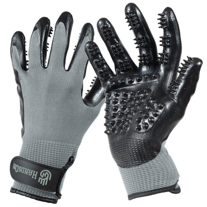 H HANDSON Pet Grooming Gloves - Patented #1 Ranked, Award Winning Shedding, Bathing, & Hair Remover Gloves - Gentle Brush for Cats, Dogs, and Horses (Grey, Large)