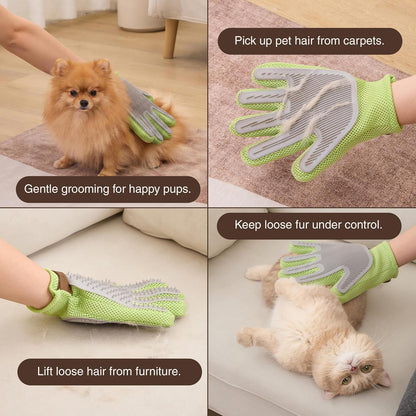 PetPals Single Pet Hair Removal Glove, Double-Sided Cat Grooming Glove