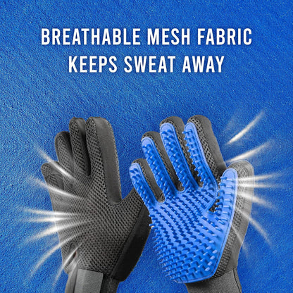 Blue Pet Hair Remover Gloves - 1 Pair, Pet Grooming Gloves | Cat Hair Remover | Gentle Deshedding Brushes for Dogs, Cats & Horses | Dog Washing Gloves